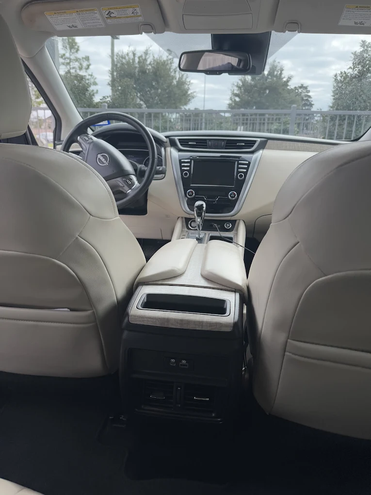 Full interior car detailing between seats